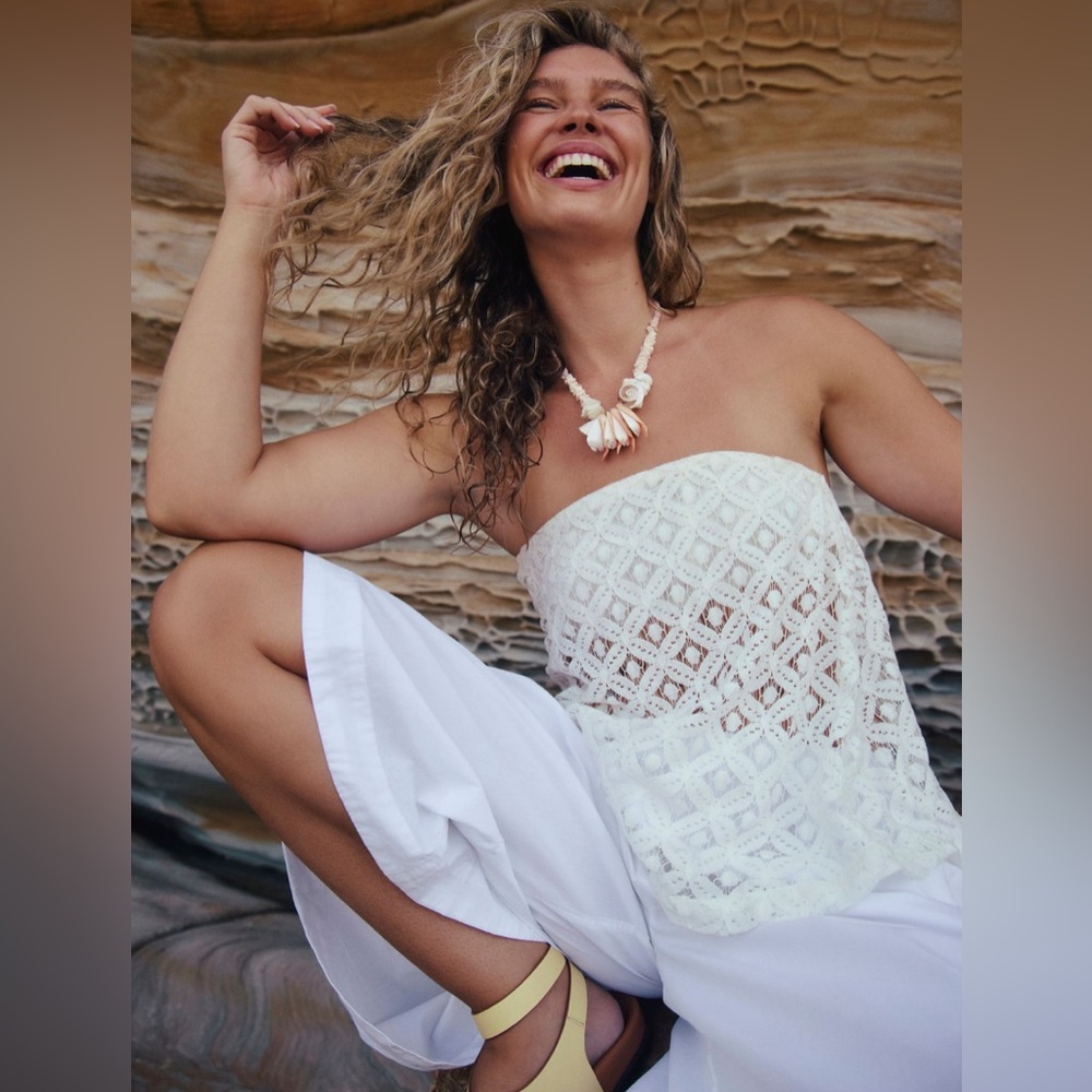 Free People Orion Top in Ivory size Large NWT